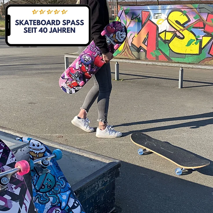 Best Sporting Skateboard Graphic, ABEC 3, max. Belastung 100 kg pink/schwarz – Bild 6