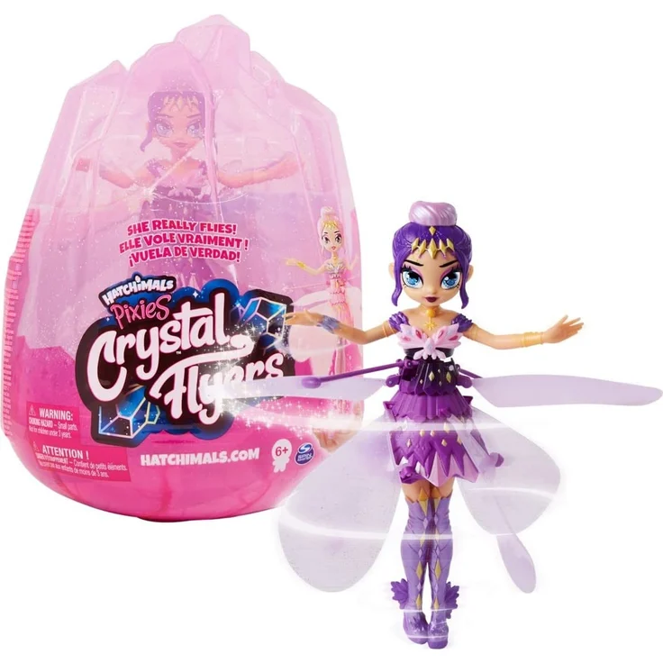 Spin Master Hatchimals Pixies 'Crystal Flyers' fliegende Feen-Puppe, Violet Onyx, ab 6 Jahren, lila – Bild 1