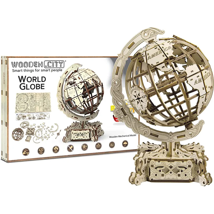 3D-Puzzle Wereldbol 26 cm Holz braun 231-teilig