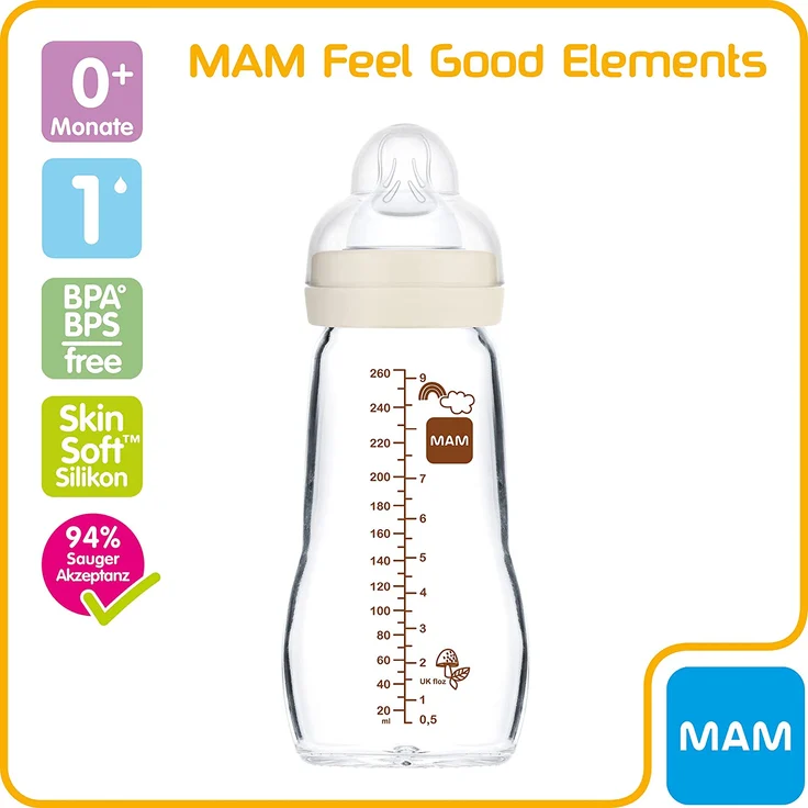 MAM Feel Good Glass Bottle Elements 260ml uni – Bild 3