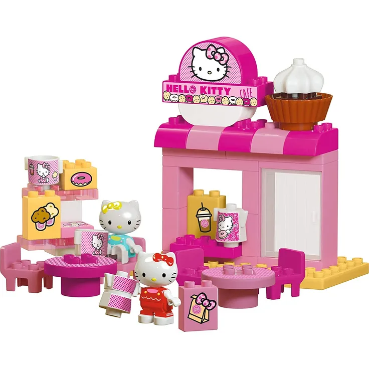 BIG-Bloxx Hello Kitty Cafe - Bausteinset mit 45 Teilen inkl. 2 Hello Kitty Spielfigur, verbaubar mit bekannten Spielsteinen für Kinder ab 1,5 Jahren
