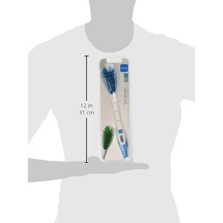 MAM Soft Brush Flaschenbürste mit extra-weichen Borsten, Bürste passend für jede Flaschenform, mit spezieller Saugerbürste für die Reinigung von Saugern, 0+ Monate, blau – Bild 3
