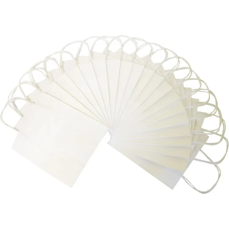 folia 21200 - Papiertüten aus Kraftpapier, Geschenktüten, 20 Stück, ca. 12 x 5,5 x 15 cm, weiß - zum Basteln, Verzieren und Verschenken