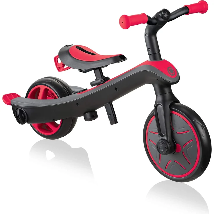 GLOBBER Dreirad Explorer 4 in 1 rot Laufrad, 5 Punkt-Gurt 2 verschiedene Sitze – Bild 4