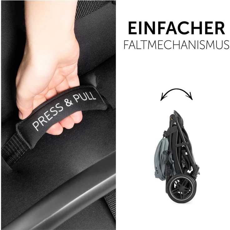 Hauck Buggy Rapid 4D / bis 25 kg / Schnell Faltbar / Sonnen Verdeck UPF 50 + / Gummiräder / Getränkehalter / Höhenverstellbar / Liegeposition / Leicht Abwischbar / Großer Einkaufskorb / Jungle Grün – Bild 4