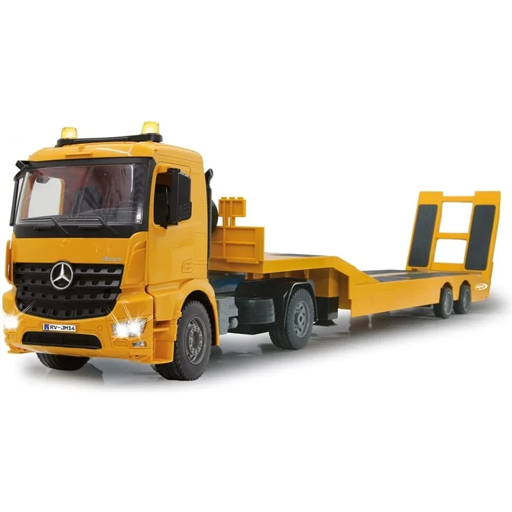 Jamara 405107 - Tieflader Mercedes Arocs 1:20 2,4GHz – An- und Abkoppeln Tieflader, Tiefladerabstützung + Rampe hoch/runter, Hupe, Rückfahrwarnsound, realistischer Motorsound, 2 Geschwindigkeitsstufen – Bild 6