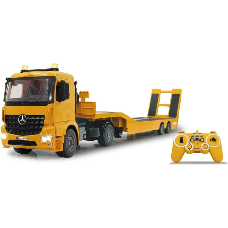 Jamara 405107 - Tieflader Mercedes Arocs 1:20 2,4GHz – An- und Abkoppeln Tieflader, Tiefladerabstützung + Rampe hoch/runter, Hupe, Rückfahrwarnsound, realistischer Motorsound, 2 Geschwindigkeitsstufen – Bild 3