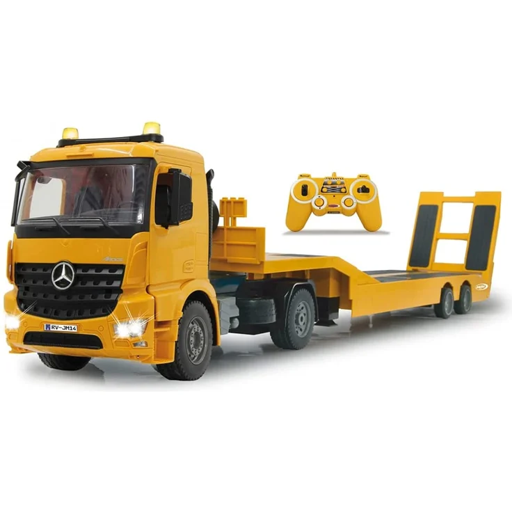 Jamara 405107 - Tieflader Mercedes Arocs 1:20 2,4GHz – An- und Abkoppeln Tieflader, Tiefladerabstützung + Rampe hoch/runter, Hupe, Rückfahrwarnsound, realistischer Motorsound, 2 Geschwindigkeitsstufen – Bild 1