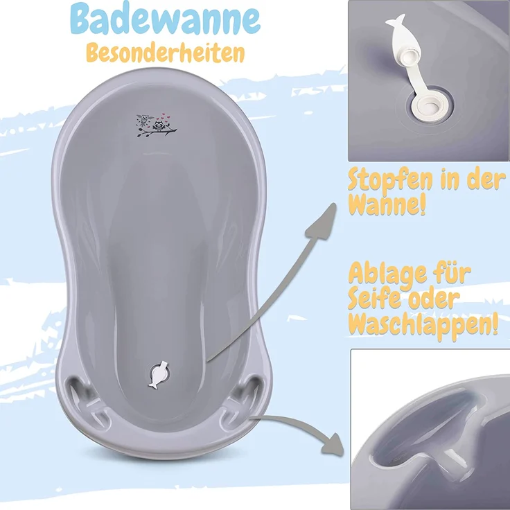 Babypflegeset Neugeborene TÜV Rheinland geprüft – Babybadewanne, Baby Badesitz, Babyhandtuch mit Kapuze – Perfektes Baby Starterset – Bild 3
