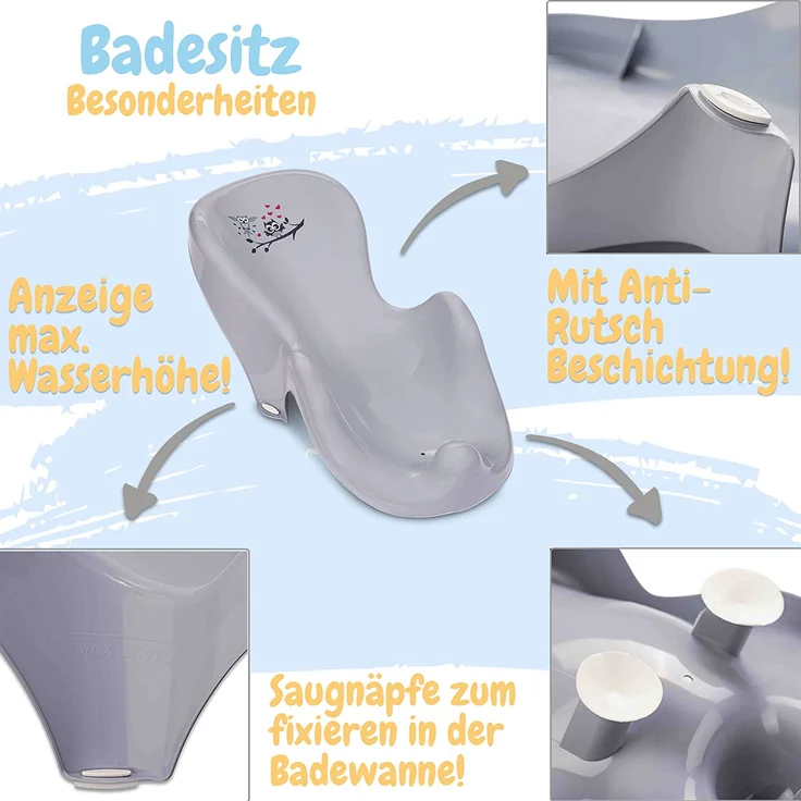 Babypflegeset Neugeborene TÜV Rheinland geprüft – Babybadewanne, Baby Badesitz, Babyhandtuch mit Kapuze – Perfektes Baby Starterset – Bild 4