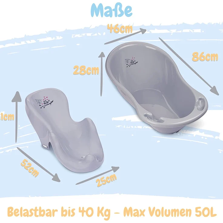 Babypflegeset Neugeborene TÜV Rheinland geprüft – Babybadewanne, Baby Badesitz, Babyhandtuch mit Kapuze – Perfektes Baby Starterset – Bild 5