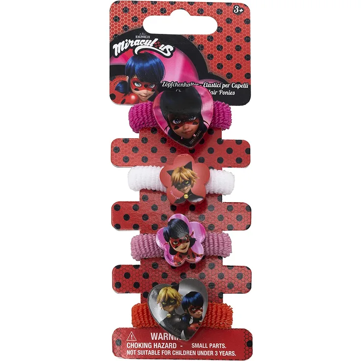 Joy Toy 65978 Figuren & Charactere Miraculous 4 Zöpfchenhalter auf backercard 5x1x15 cm, girls
