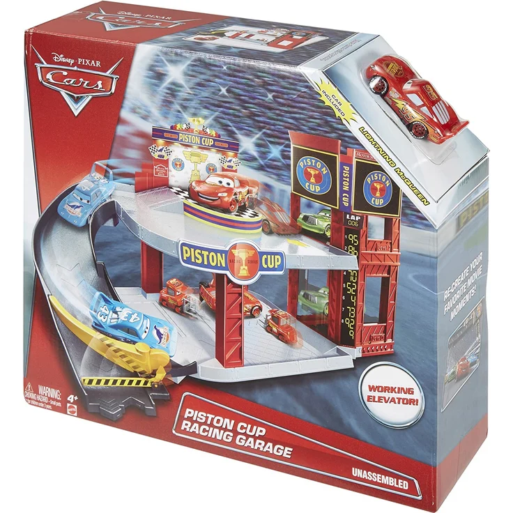 Mattel Disney Cars DWB90 Piston Cup Rennbahn-Parkhaus Spielset – Bild 7