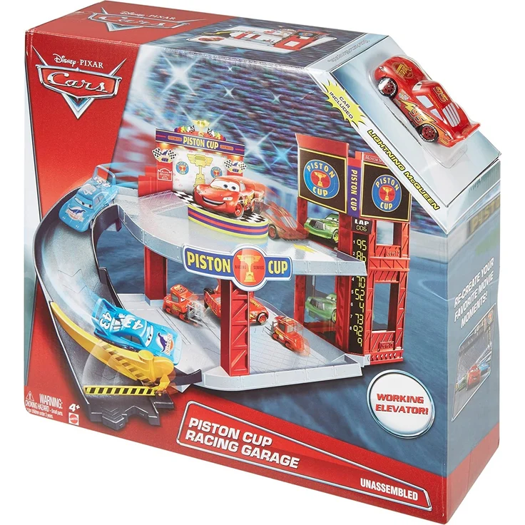 Mattel Disney Cars DWB90 Piston Cup Rennbahn-Parkhaus Spielset – Bild 8