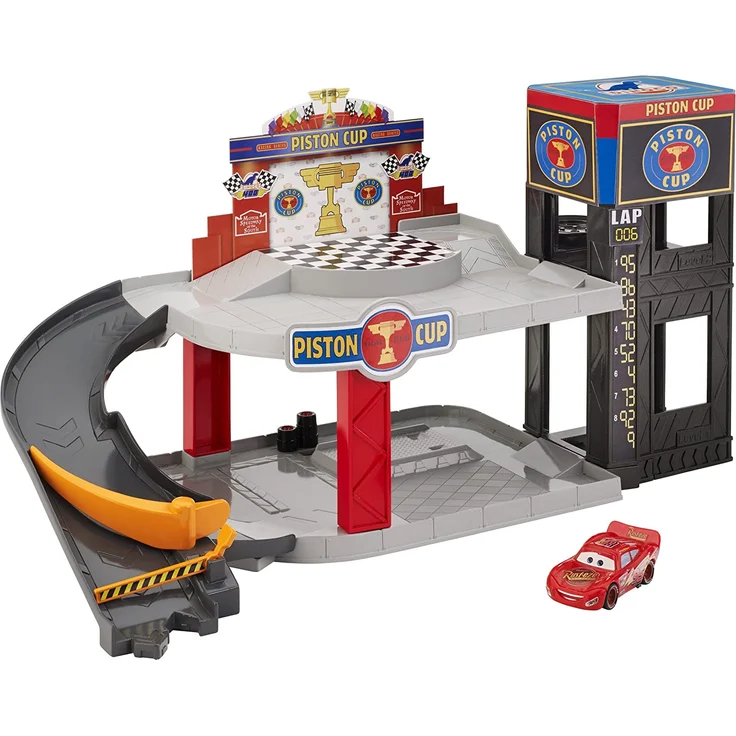Mattel Disney Cars DWB90 Piston Cup Rennbahn-Parkhaus Spielset – Bild 2