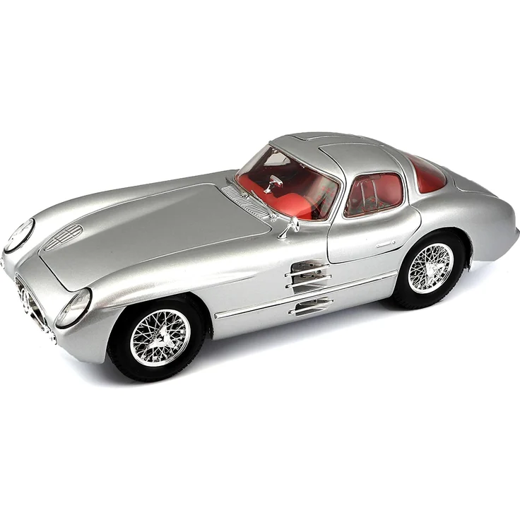 Maisto Mercedes 300SLR Coupé Uhlenhaut, Modellauto mit Federung, Maßstab 1:18, Türen und Motorhaube beweglich, Fertigmodell, lenkbar, 24 cm, silber (536898) - Preisvergleich – Bild 1