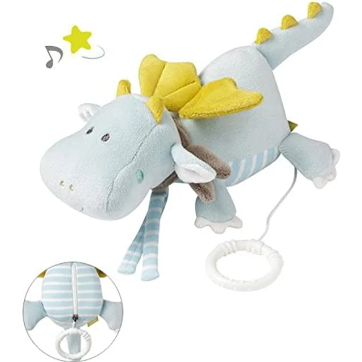 Fehn 065039 Spieluhr Drache / Aufzieh-Spieluhr mit herausnehmbarem Spielwerk zum Aufhängen, Kuscheln und Greifen, für Babys und Kleinkinder ab 0+ Monaten – Bild 3