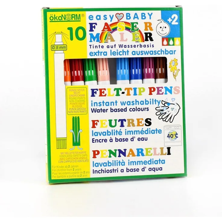 ökoNorm easy baby-Fasermaler, 5mm, leicht auswaschbar - 10 Farben