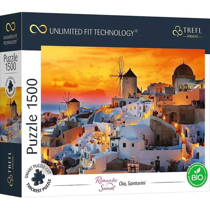 Trefl 26195 1500 Elements, dickster Karton, Bio, ECO, Griechenland, romantischer Sonnenuntergang, Unterhaltung für Erwachsene und Kinder ab 12 Jahren, UFT-Puzzle Romantic Sunset: Oia, Santorini