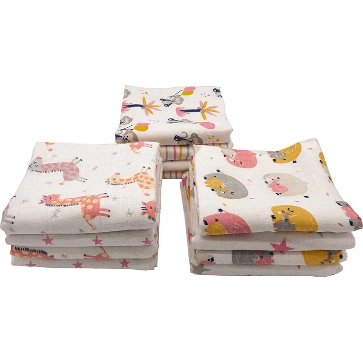 Clevere Kids Mulltücher 12er Pack | Jungs oder Mädchen | 70x80 | OEKO-TEX | made in EU (Set Mädchen bedruckt) – Bild 3