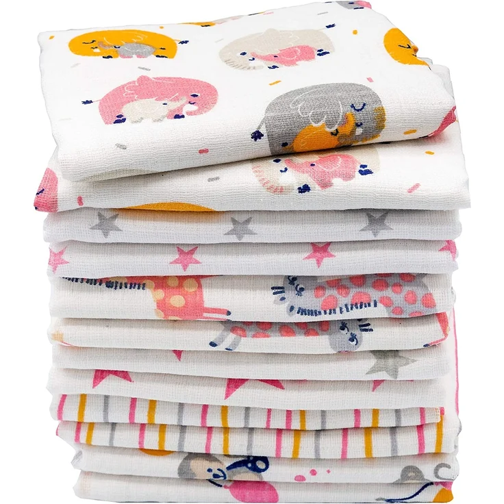Clevere Kids Mulltücher 12er Pack | Jungs oder Mädchen | 70x80 | OEKO-TEX | made in EU (Set Mädchen bedruckt) – Bild 1