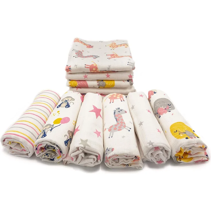 Clevere Kids Mulltücher 12er Pack | Jungs oder Mädchen | 70x80 | OEKO-TEX | made in EU (Set Mädchen bedruckt) – Bild 2
