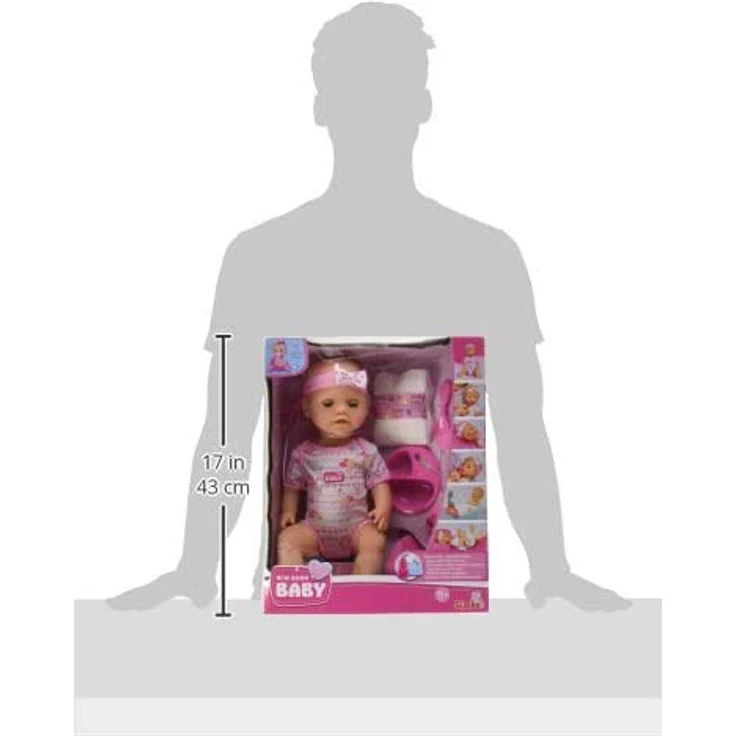 Simba 105039005 - New Born Baby Puppe, für Kinder ab 3 Jahren, Spielpuppe mit Funktionen (kann trinken und Pipi machen), Set (8 Teile) mit Babypuppe & Zubehör – Bild 8