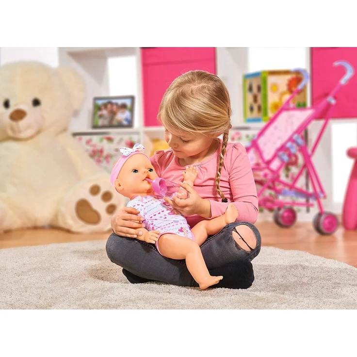 Simba 105039005 - New Born Baby Puppe, für Kinder ab 3 Jahren, Spielpuppe mit Funktionen (kann trinken und Pipi machen), Set (8 Teile) mit Babypuppe & Zubehör – Bild 6