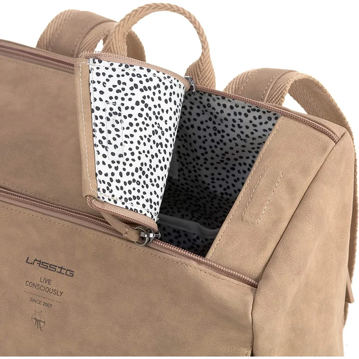 LÄSSIG Baby Wickelrucksack Wickeltasche mit Zubheör veganes Leder/Tender Backpack camel – Bild 7