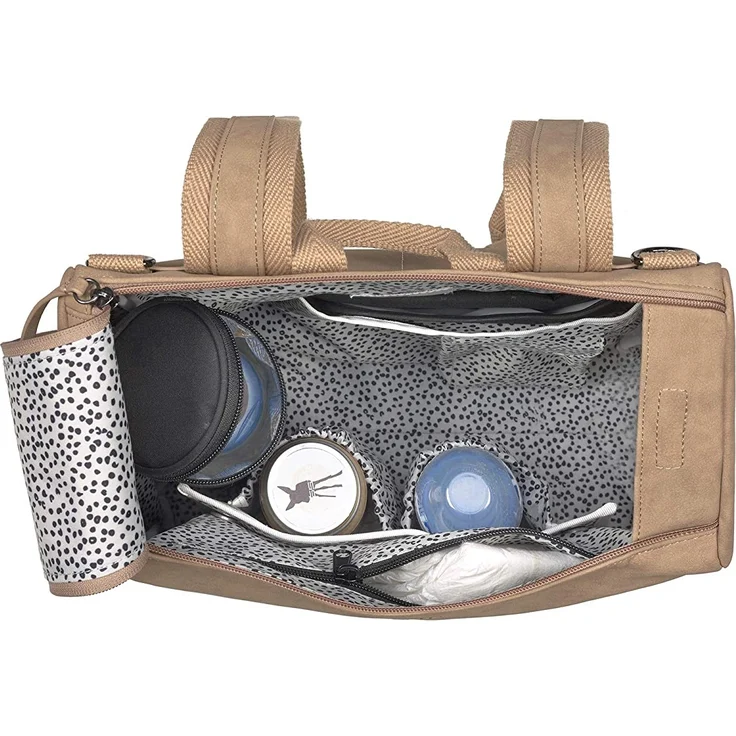 LÄSSIG Baby Wickelrucksack Wickeltasche mit Zubheör veganes Leder/Tender Backpack camel – Bild 4