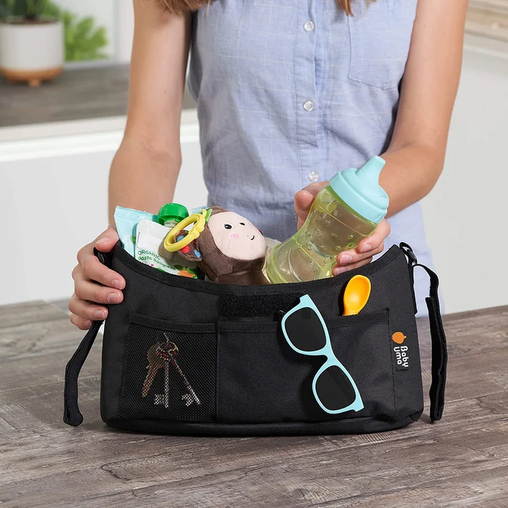 Kinderwagen Organizer Schwarz - Universeller Buggy Organizer mit Getränkehalter - Mit dieser Kinderwagentasche ist alles Wichtige immer griffbereit - Baby Uma - Preisvergleich – Bild 3