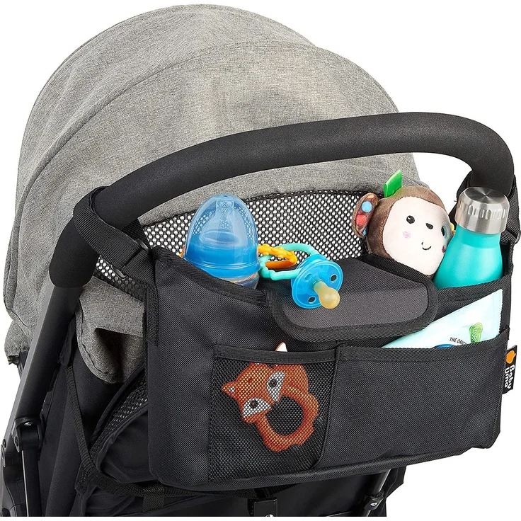 Kinderwagen Organizer Schwarz - Universeller Buggy Organizer mit Getränkehalter - Mit dieser Kinderwagentasche ist alles Wichtige immer griffbereit - Baby Uma - Preisvergleich – Bild 2