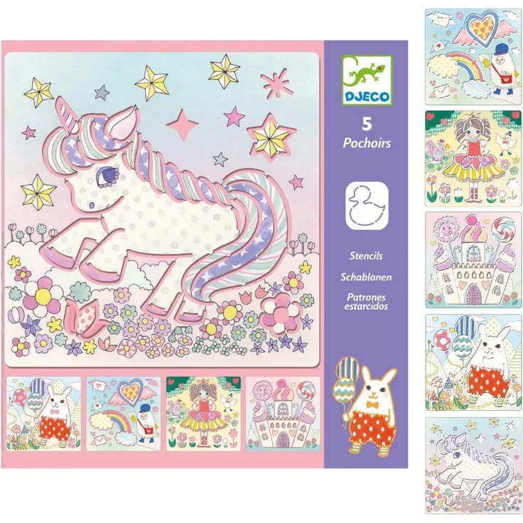 Djeco Kreativ Set Unicorns & Co Schablonen