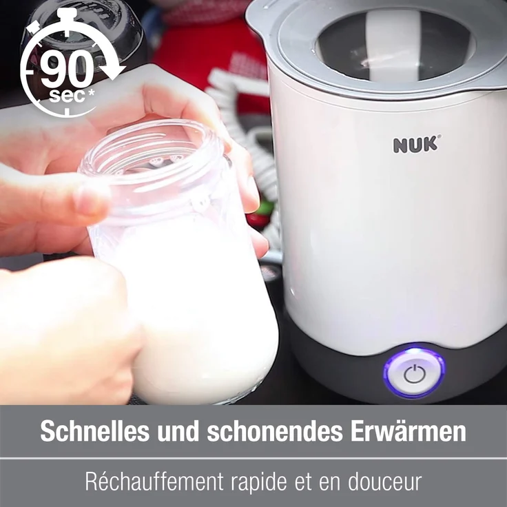 NUK Thermo Express Plus Flaschenwärmer, schnelles und schonendes Erwärmen in nur 90 Sekunden, für zuhause und unterwegs, inkl. Autoadapter-Kabel – Bild 2