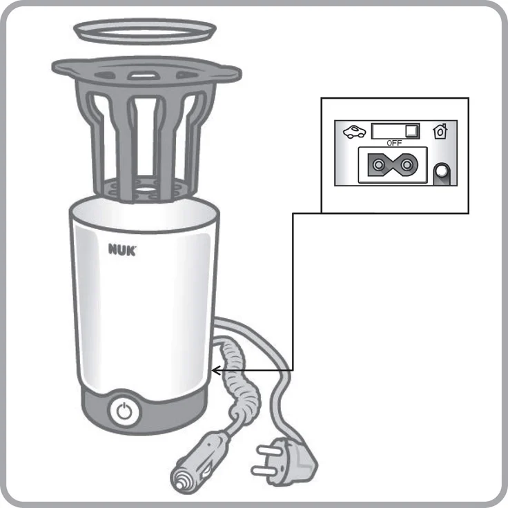 NUK Thermo Express Plus Flaschenwärmer, schnelles und schonendes Erwärmen in nur 90 Sekunden, für zuhause und unterwegs, inkl. Autoadapter-Kabel – Bild 8