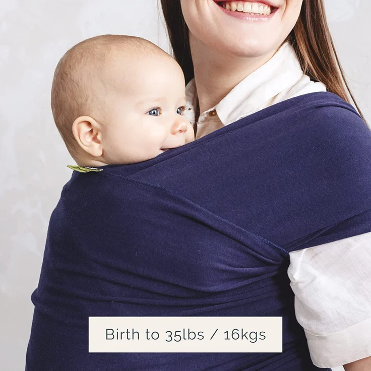Boba Baby Tragetuch Neugeborene - Navy Blue - Elastisches Babytragetuch und Stilltuch für Unterwegs - Einfach zu binden - Babytrage Neugeborene ab Geburt bis 16kg – Bild 4