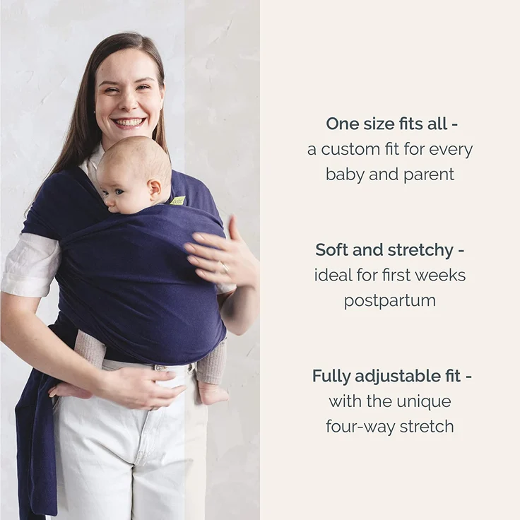 Boba Baby Tragetuch Neugeborene - Navy Blue - Elastisches Babytragetuch und Stilltuch für Unterwegs - Einfach zu binden - Babytrage Neugeborene ab Geburt bis 16kg – Bild 6