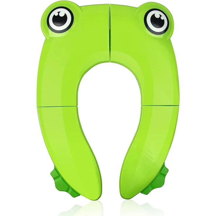 Pejoye Faltbarer Toilettensitz Kinder, Tragbar Kinder Toilettentrainer Sitz, WC Sitz Kleinkind Reise Töpfchentrainer mit Aufbewahrungstüte, Grüner Frosch