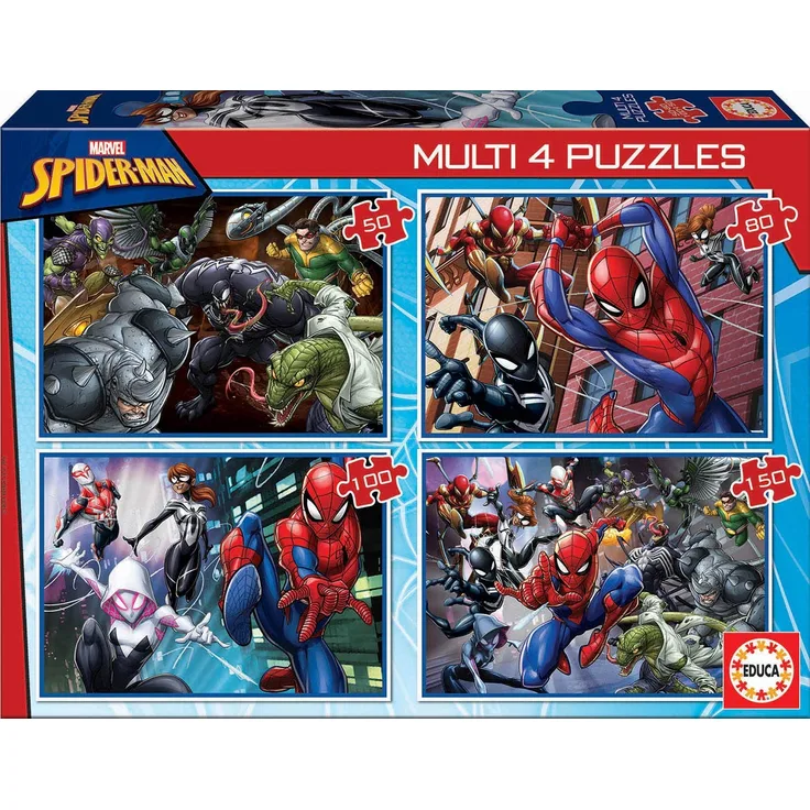 Educa Borras - Multi 4 Puzzle 50-80-100-150 Ultimate Spider-Man Puzzle (18102)