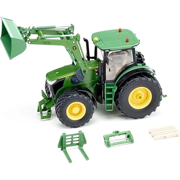 siku 6795, John Deere 7310R Traktor mit Frontlader, Grün, Metall/Kunststoff, 1:32, Ferngesteuert, Inkl. Bluetooth-Fernsteuerung und Zubehör, Steuerung via App möglich – Bild 4