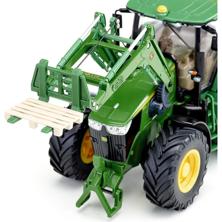 siku 6795, John Deere 7310R Traktor mit Frontlader, Grün, Metall/Kunststoff, 1:32, Ferngesteuert, Inkl. Bluetooth-Fernsteuerung und Zubehör, Steuerung via App möglich – Bild 5