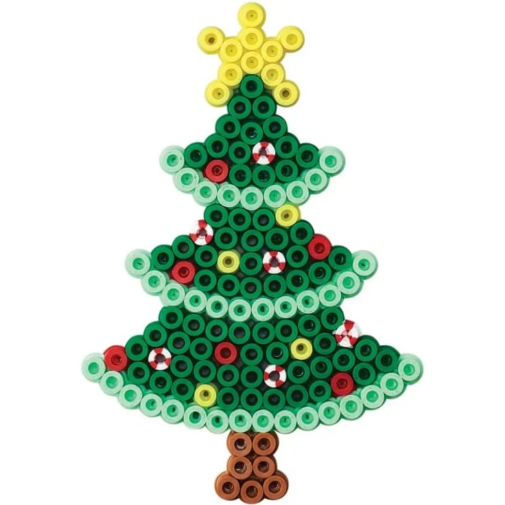 Hama Perlen 4108 Kleines Set Weihnachtsbaum mit ca. 450 bunten Midi Bügelperlen mit Durchmesser 5 mm, Stiftplatte und Motivvorlage, inkl. Bügelpapier, kreativer Bastelspaß für Groß und Klein – Bild 2