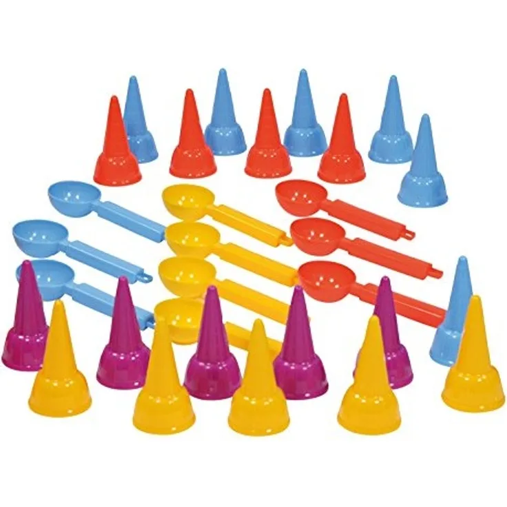 Lena 5501 Happy Sand Kiga Set Eiswaffel und Eislöffel, 30 Teile, Mehrfarbig