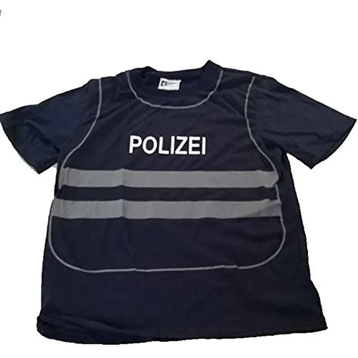 Foxxeo 40224I T-Shirt Weste Polizei Polizist für Kinder Uniform Kostüm Spieleshirt Kinderkostüm Gr. 86 - 140, Größe:110/116