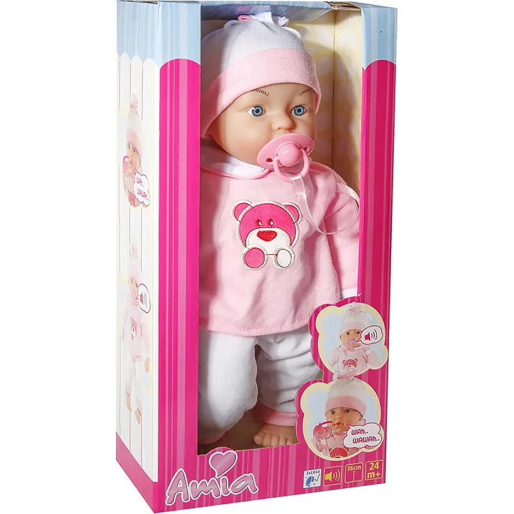 Amia Weinbaby mit Schnuller, 36 cm