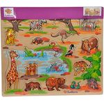 Eichhorn 100005454 - Steckpuzzle 40x35cm mit 21-23 Steckteilen, Motive: Safari, Bauernhof, Verkehr, keine Motivauswahl möglich, Lieferumfang 1 Stk., FSC 100% Zertifiziertes Lindensperrholz
