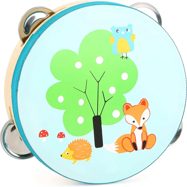 Small Foot 10721 Tamburin Kleiner Fuchs aus Holz, kindgerechtes Musikinstrument zur Förderung des Rhythmusgefühls, ab 3 Spielzeug