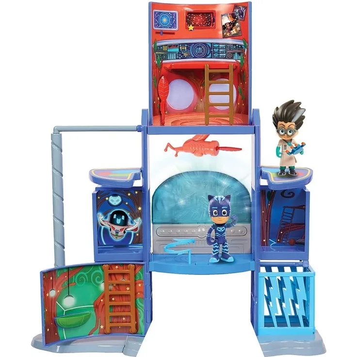 Simba 109402375 - PJ Masks Hauptquartier / Mission Control Spielset / mit Catboy und Romeo Figur / Pyjamaheld und Bösewicht / mit Licht und Sound / aufklappbar / 57cm hoch, für Kinder ab 3 Jahren
