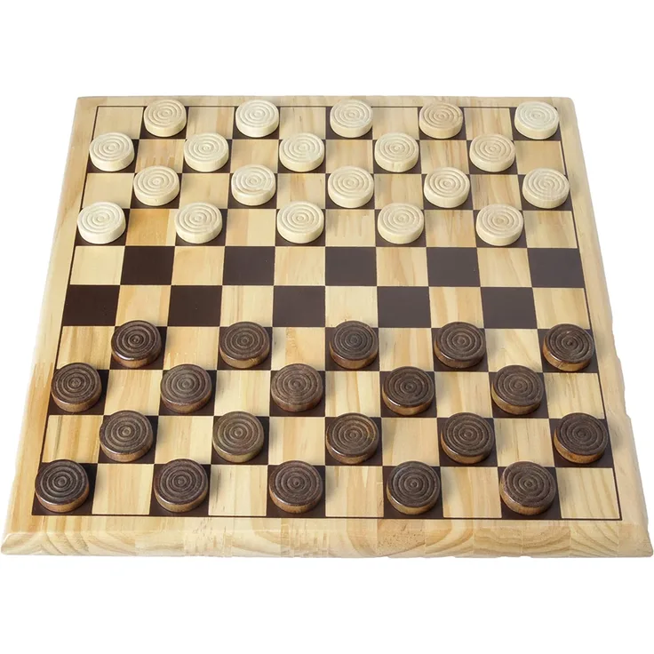 Engelhart - 150235-150236- Schachspiel und Dame Birkenholz - 30 cm x 30 cm - Massivholz-Spielbrett - komplettes Spiel mit Stücken - ab 6 Jahren (Dame)