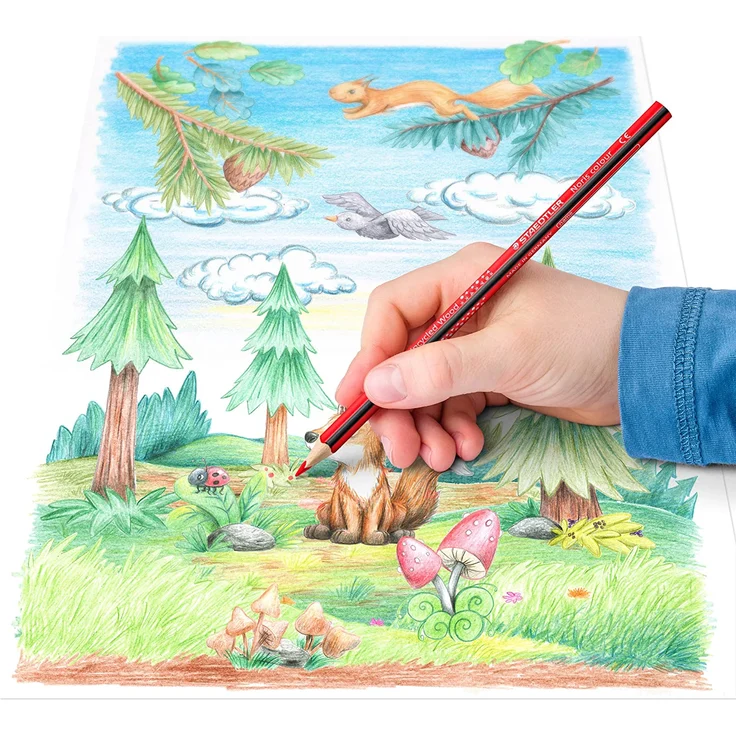 STAEDTLER 187 C12P1 Noris Colour Buntstift (erhöhte Bruchfestigkeit, Dreikantform, attraktives Design, ergonomische Soft-Oberfläche, Wopex Material, Set mit 16 brillanten Stiften im Kartonetui) – Bild 4
